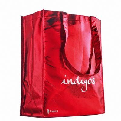Kırmızı Parlak Lamineli Tote Çanta - Metalik Promosyon Alışveriş Çantası