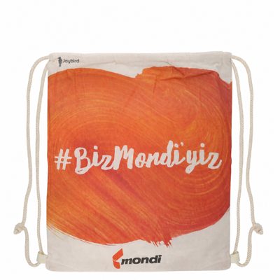 Krem Büzgülü Ham Bez Sırt Çantası — Logo Baskılı Promosyon Gymsack