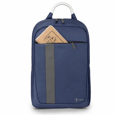 Lacivert Gri Şeritli Laptop Sırt Çantası — Logo Baskılı