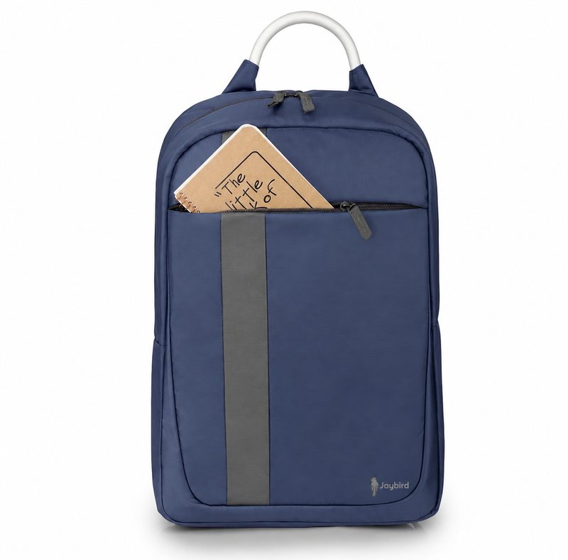 Navy and Grey Striped Laptop Backpack