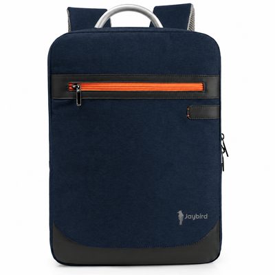 Lacivert Slim Laptop Sırt Çantası — Turuncu Fermuar Detaylı Logo Baskılı