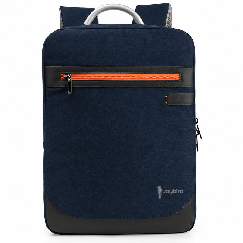 Lacivert Slim Laptop Sırt Çantası — Turuncu Fermuar Detaylı Logo Baskılı