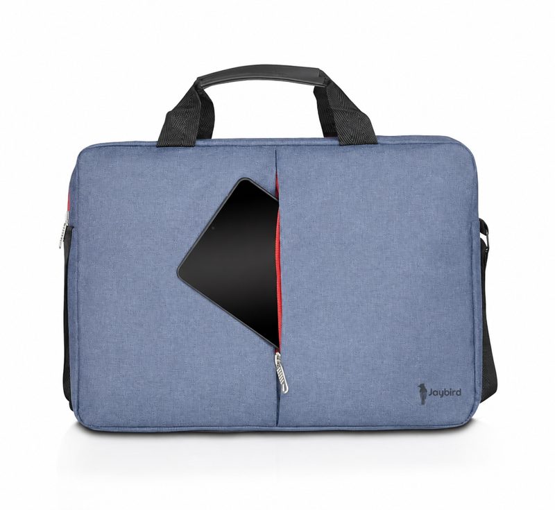 Denim Blue Conference Laptop Document Bag with Red Zip Detail