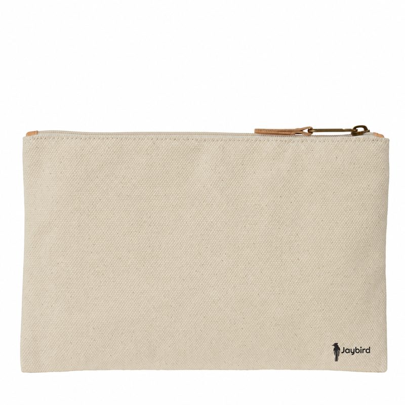 Naturel Kanvas Fermuarlı Düz Organizer & Kalem Çantası — Logo Baskılı