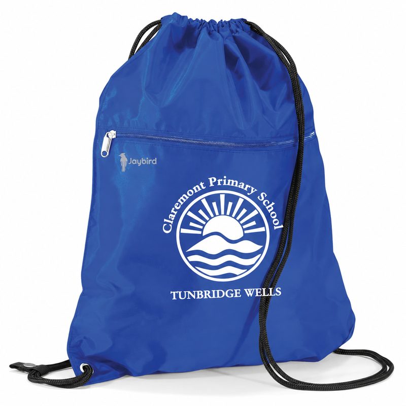 Royal Blue Drawstring Backpack with Zippered Pocket