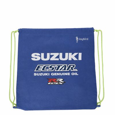 Saks Mavi Tela Büzgülü Sırt Çantası — Logo Baskılı
