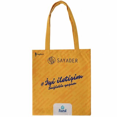 Sarı Dijital Baskılı Ham Bez Çanta — Logo Baskılı Promosyon Kurumsal Bez Çanta