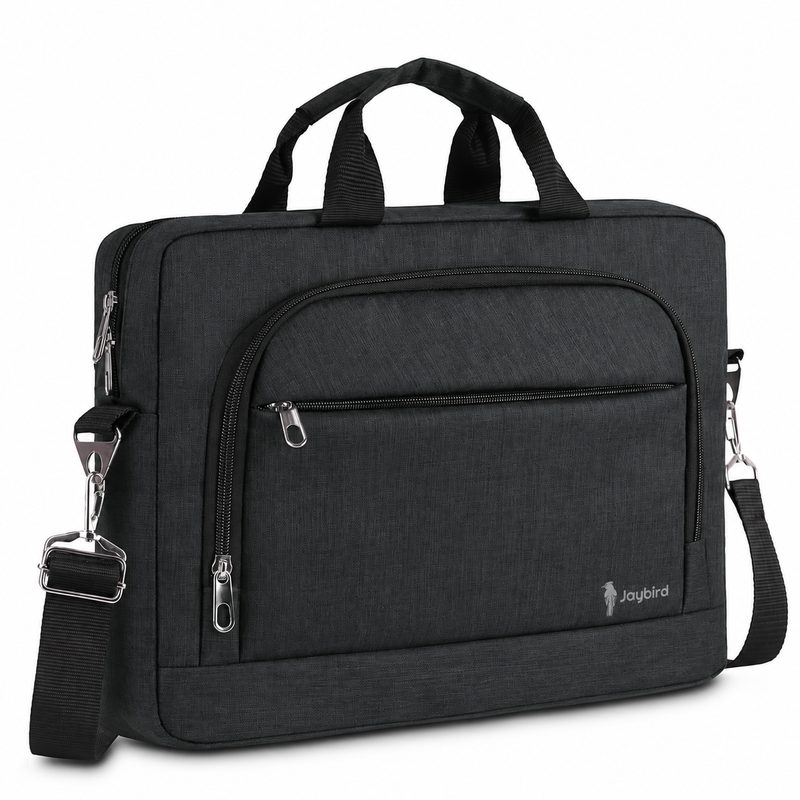 Black Double-Zip Laptop Briefcase