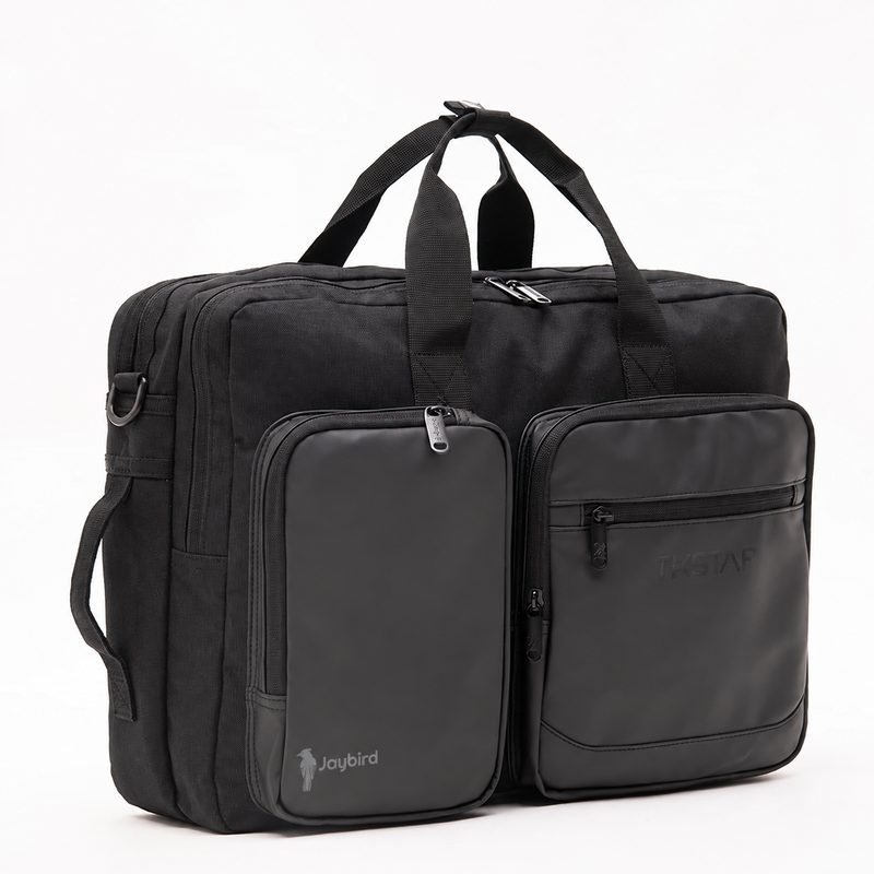 Black Multi-Compartment Laptop Backpack and Briefcase