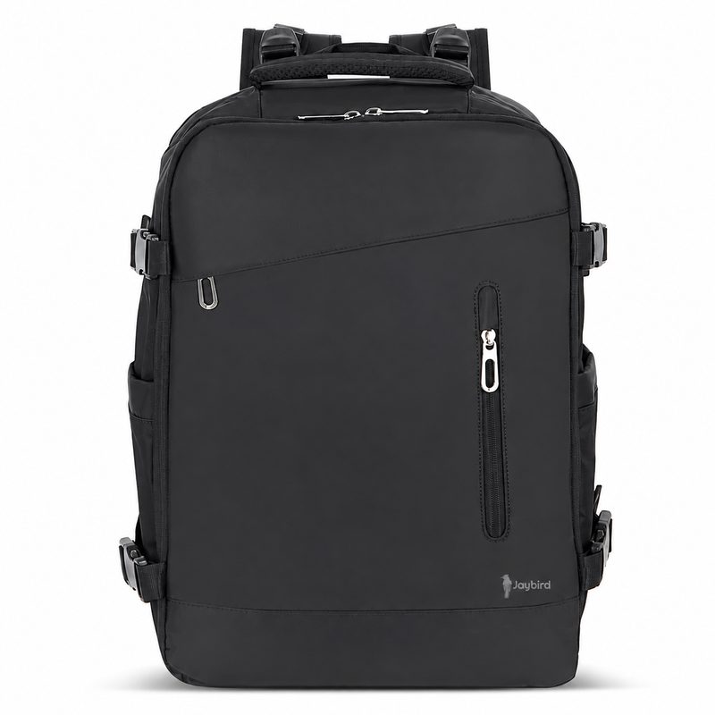 Black Multi-Compartment Travel Backpack
