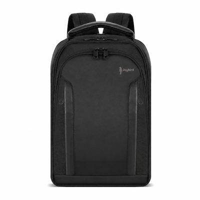 Siyah Deri Detaylı İş & Laptop Sırt Çantası — Logo Baskılı