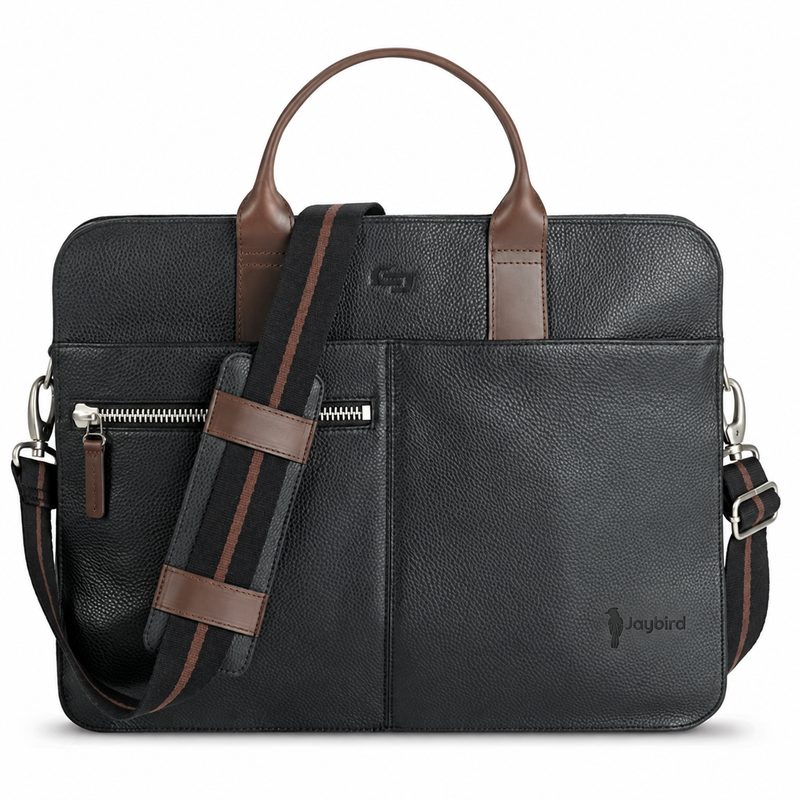 Black Leather-Look Executive Laptop & Document Bag