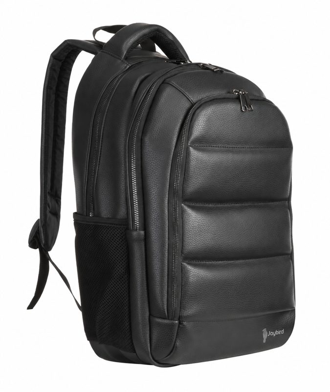 Black Leather-Look Backpack with Side Mesh Bottle Pocket