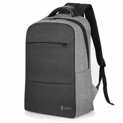 Siyah-Gri İki Renk Laptop Sırt Çantası — Deri Saplı Logo Baskılı