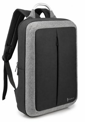 Siyah Gri Metal Saplı Laptop Sırt Çantası — Çift Renk Çok Bölmeli Kurumsal