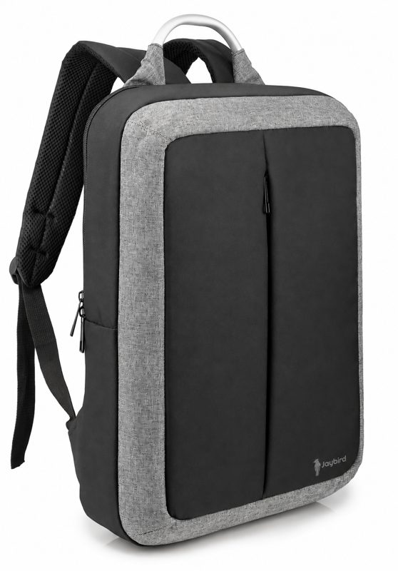 Siyah Gri Metal Saplı Laptop Sırt Çantası — Çift Renk Çok Bölmeli Kurumsal