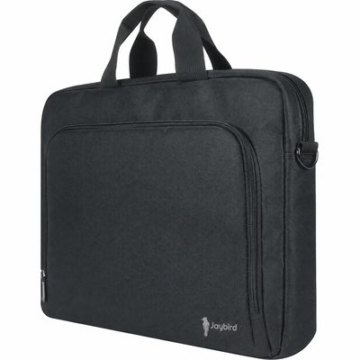 Siyah İnce Laptop Evrak Çantası — Askılı Logo Baskılı