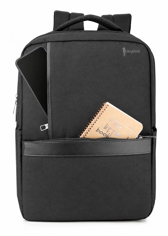 Siyah Keten Slim Laptop Sırt Çantası — Ön Bölmeli Logo Baskılı Kurumsal Promosyon