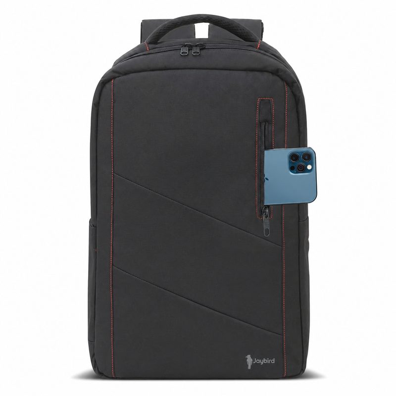 Black & Red Piped Laptop Backpack