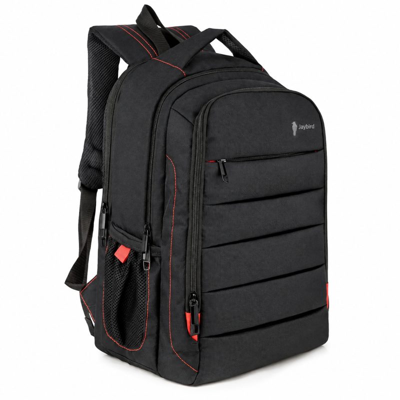 Black Laptop Backpack with Red Detail