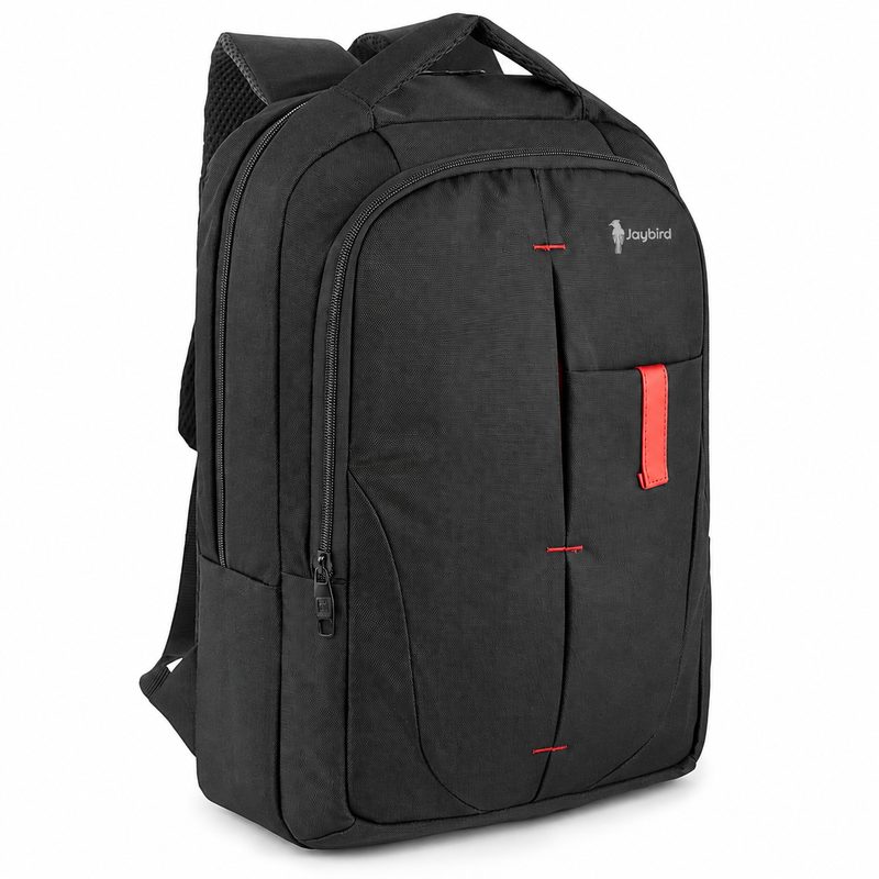 Black Laptop Backpack with Red Details