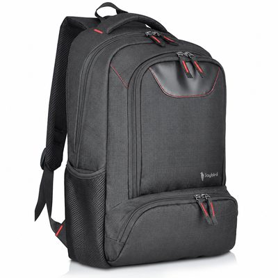Siyah Kırmızı Detaylı Sportif Laptop Sırt Çantası — Logo Baskılı