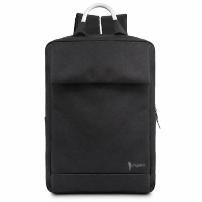 Siyah Metal Saplı Minimal Laptop Sırt Çantası — Ön Cepli Kurumsal Promosyon