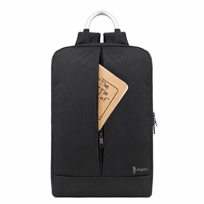 Siyah Metal Saplı Slim Laptop Sırt Çantası — Logo Baskılı