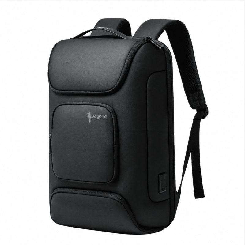 Black Hard-Shell Laptop Backpack with USB Port