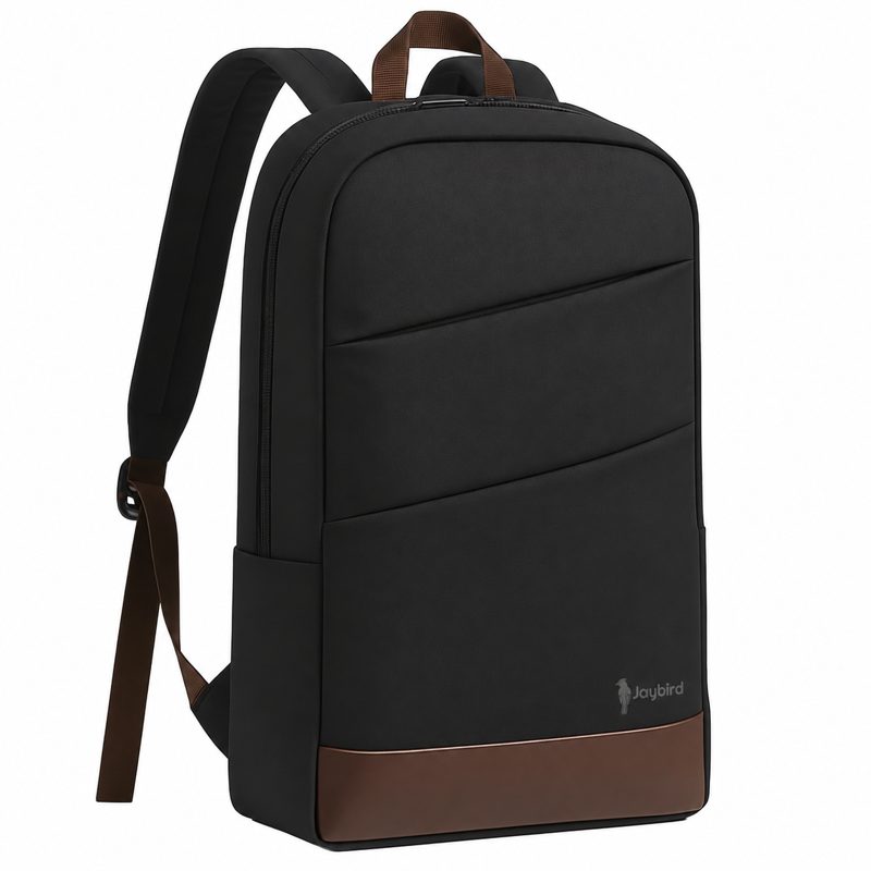 Siyah Slim Laptop Sırt Çantası — Deri Detaylı Logo Baskılı Kurumsal Promosyon