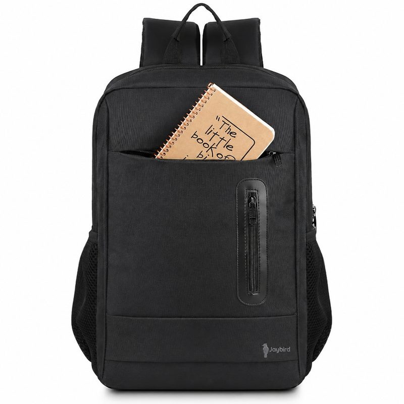 Black Daily Backpack with Side Mesh Pockets