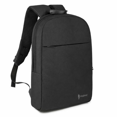 Siyah Yatay Fermuarlı Laptop Sırt Çantası — Logo Baskılı