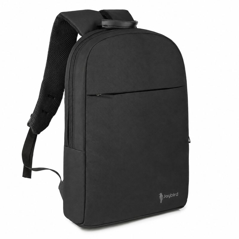Black Horizontal-Zip Laptop Backpack