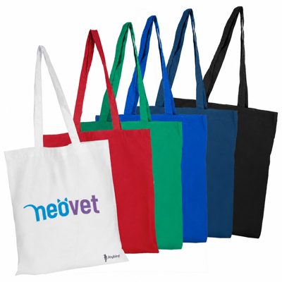 Toptan Renkli Bez Tote Çanta — Uzun Saplı Logo Baskılı Promosyon Bez Çanta
