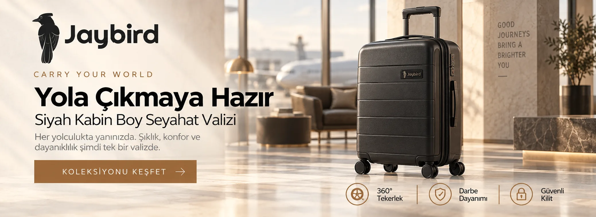 Yola Çıkmaya Hazır — Siyah Kabin Boy Seyahat Valizi