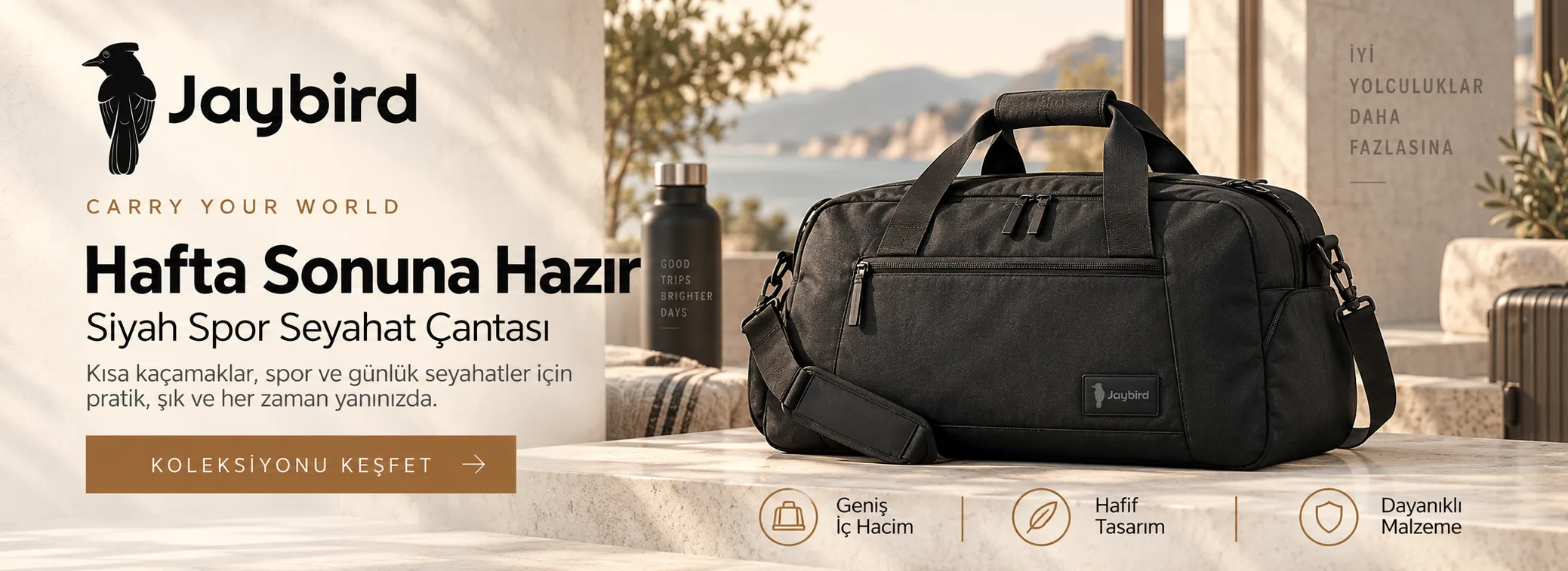 Hafta Sonuna Hazır — Siyah Spor Seyahat Çantası