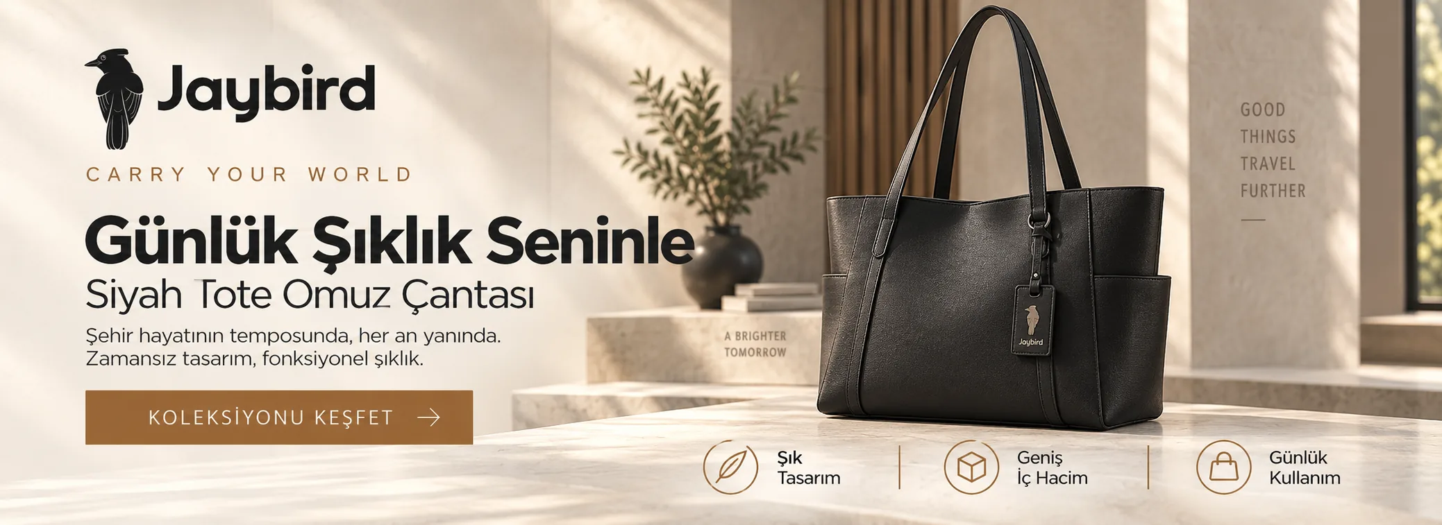 Günlük Şıklık Seninle — Siyah Tote Omuz Çantası